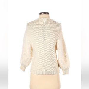 Anthro Knitted and Knotted Sylt Pointelle Knit Cottagecore Sheer Side Sweater XS